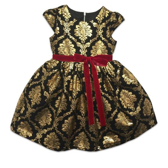 NWT Joe Ella Gold & Black Metallic Damask Dress size 4 - Picture 1 of 5